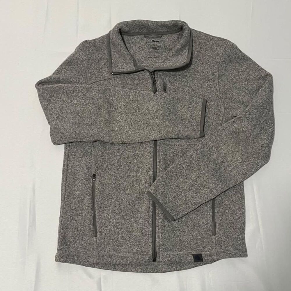 L.L.Bean Men's Small Gray Heather 1/4 Zip Pullover 100% Polyester Outdoor